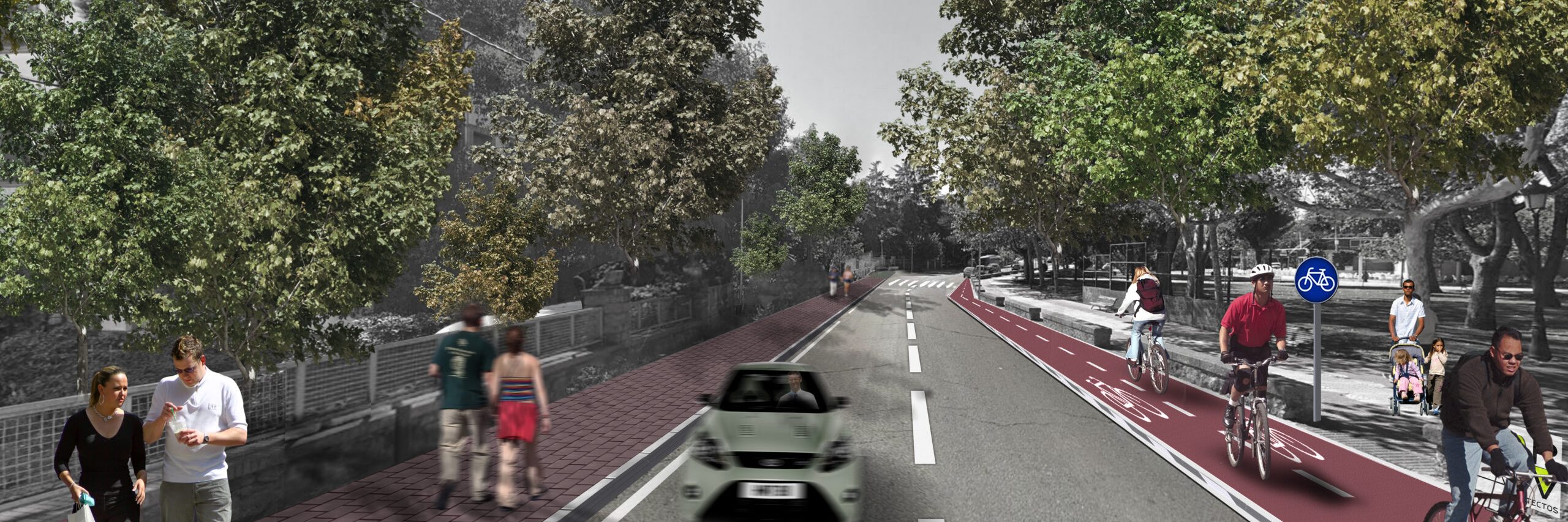 carril en rojo en Virgen del Puerto